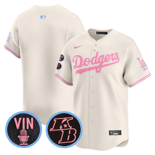 Unisex Dodgers Vin & Kobe Patch Bubblegum Pink Vapor Premier Limited Jersey - All Stitched - Image 27