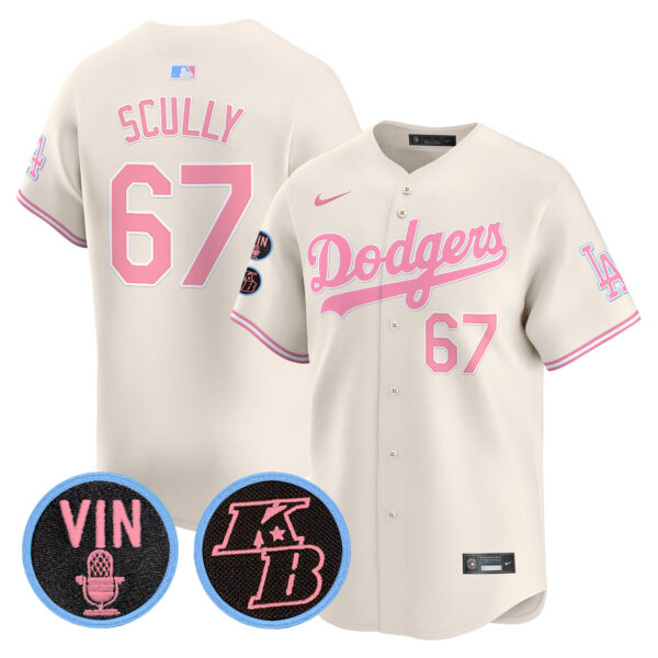 Unisex Dodgers Vin & Kobe Patch Bubblegum Pink Vapor Premier Limited Jersey - All Stitched - Image 23