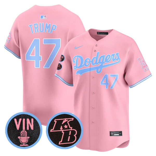 Unisex Dodgers Vin & Kobe Patch Bubblegum Pink Vapor Premier Limited Jersey - All Stitched - Image 8