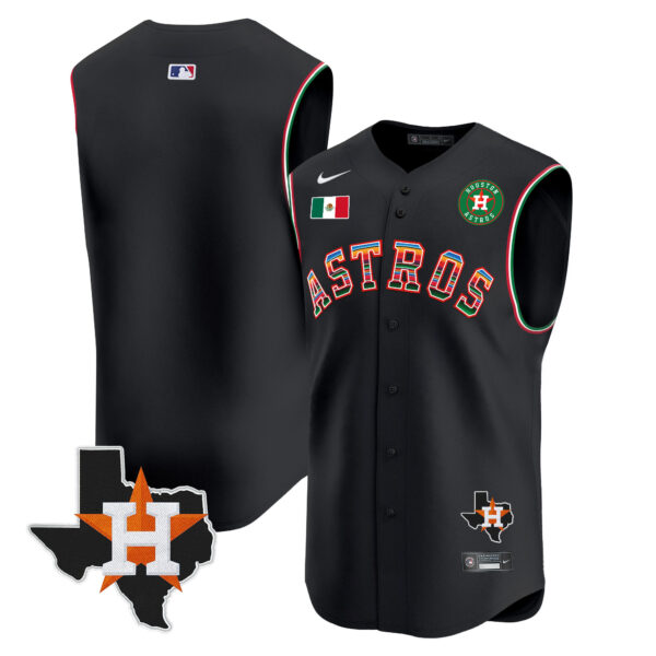 Men's Astros Mexico Texas Patch Vapor Premier Sleeveless Jersey - All Stitched - Image 9