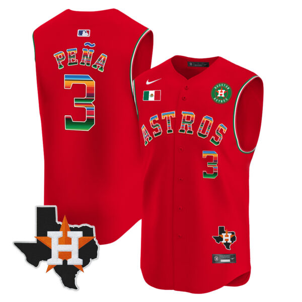 Men's Astros Mexico Texas Patch Vapor Premier Sleeveless Jersey - All Stitched - Image 37