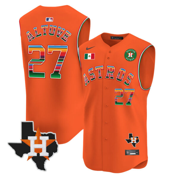 Men's Astros Mexico Texas Patch Vapor Premier Sleeveless Jersey - All Stitched - Image 21