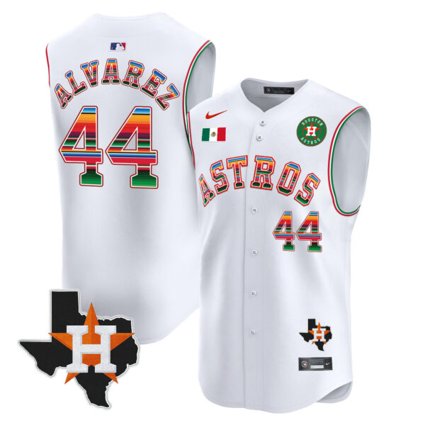 Men's Astros Mexico Texas Patch Vapor Premier Sleeveless Jersey - All Stitched - Image 13