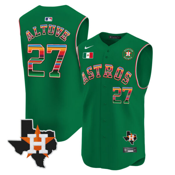 Men's Astros Mexico Texas Patch Vapor Premier Sleeveless Jersey - All Stitched - Image 30