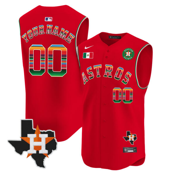 Astros Mexico Texas Patch Vapor Premier Sleeveless Custom Jersey - All Stitched - Image 5