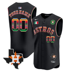 Astros Mexico Texas Patch Vapor Premier Sleeveless Custom Jersey - All Stitched