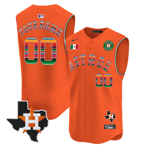 Astros Mexico Texas Patch Vapor Premier Sleeveless Custom Jersey - All Stitched - Image 3