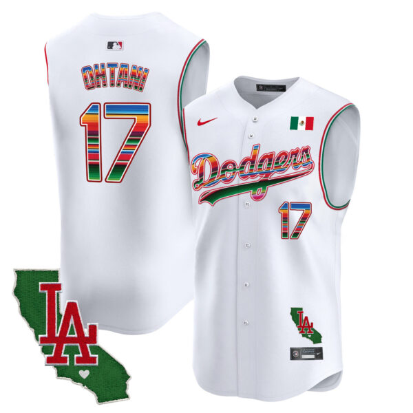 Men's Dodgers Mexico California Patch Vapor Premier Sleeveless Jersey - All Stitched - Image 2
