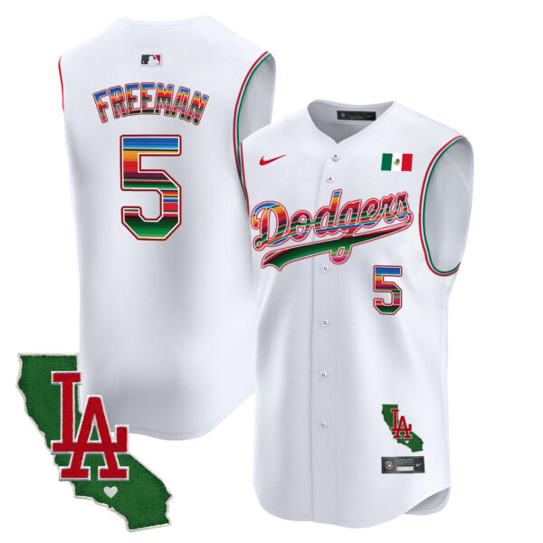 Men's Dodgers Mexico California Patch Vapor Premier Sleeveless Jersey - All Stitched - Image 5