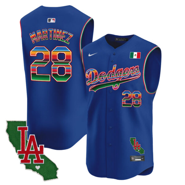 Men's Dodgers Mexico California Patch Vapor Premier Sleeveless Jersey - All Stitched - Image 16