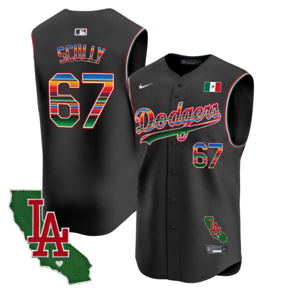 Men's Dodgers Mexico California Patch Vapor Premier Sleeveless Jersey - All Stitched - Image 24