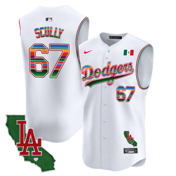 Men's Dodgers Mexico California Patch Vapor Premier Sleeveless Jersey - All Stitched - Image 6