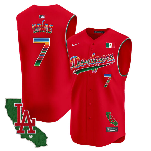 Men's Dodgers Mexico California Patch Vapor Premier Sleeveless Jersey - All Stitched - Image 44