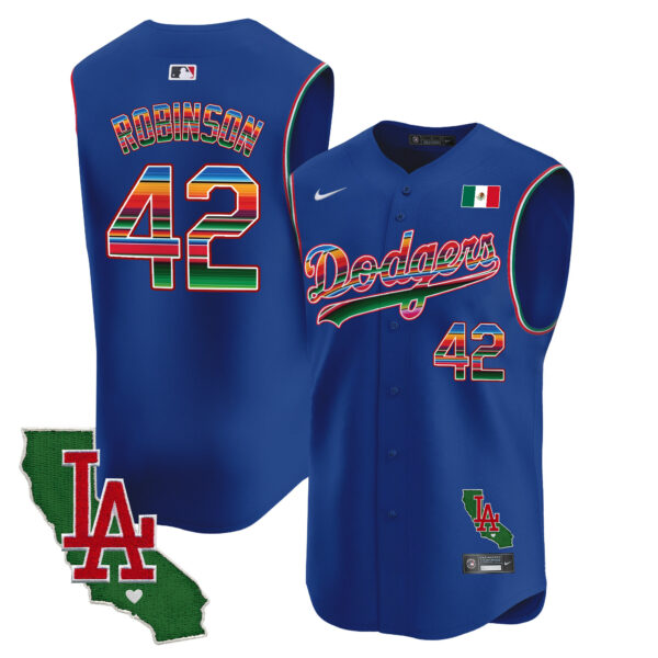Men's Dodgers Mexico California Patch Vapor Premier Sleeveless Jersey - All Stitched - Image 12