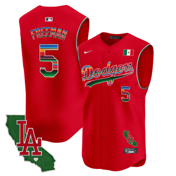 Men's Dodgers Mexico California Patch Vapor Premier Sleeveless Jersey - All Stitched - Image 41
