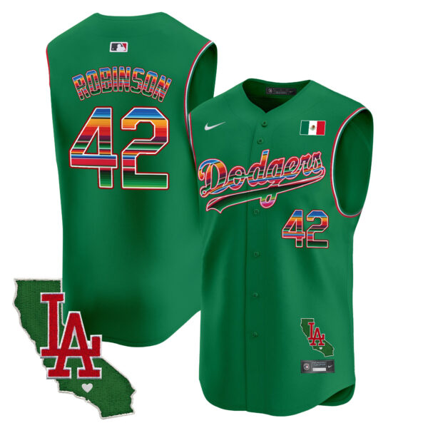 Men's Dodgers Mexico California Patch Vapor Premier Sleeveless Jersey - All Stitched - Image 30