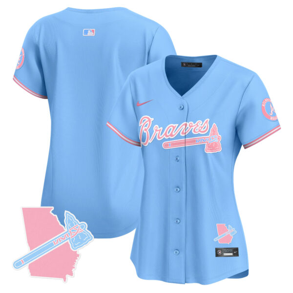 Women's Atlanta Braves Bubblegum Pink Vapor Premier Limited Jersey - All Stitched - Image 44