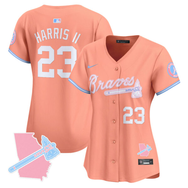 Women's Atlanta Braves Bubblegum Pink Vapor Premier Limited Jersey - All Stitched - Image 49