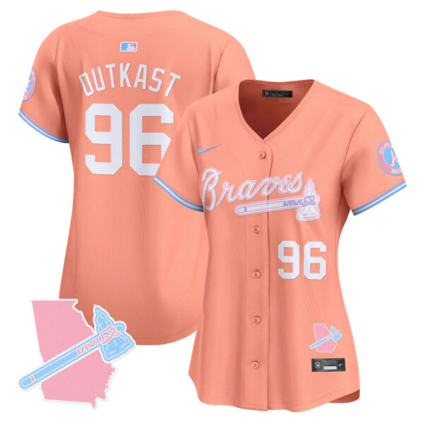 Women's Atlanta Braves Bubblegum Pink Vapor Premier Limited Jersey - All Stitched - Image 47