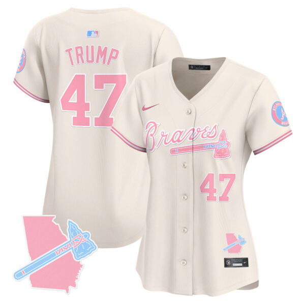 Women's Atlanta Braves Bubblegum Pink Vapor Premier Limited Jersey - All Stitched - Image 32