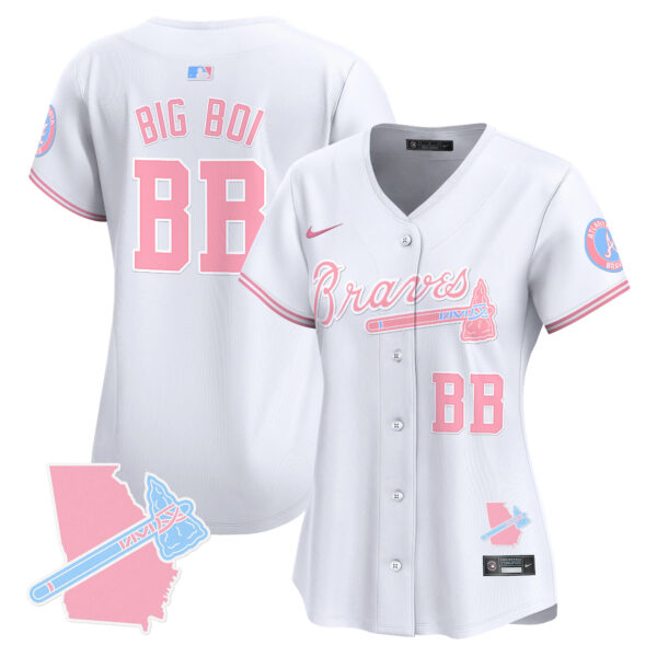 Women's Atlanta Braves Bubblegum Pink Vapor Premier Limited Jersey - All Stitched - Image 20