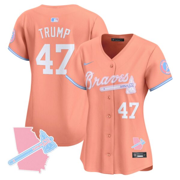 Women's Atlanta Braves Bubblegum Pink Vapor Premier Limited Jersey - All Stitched - Image 54
