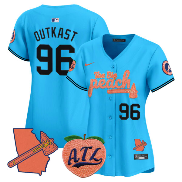 Women's Atlanta Braves The Big Peach Vapor Premier Limited Jersey V2 - All Stitched - Image 43