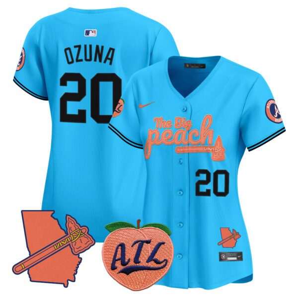 Women's Atlanta Braves The Big Peach Vapor Premier Limited Jersey V2 - All Stitched - Image 47