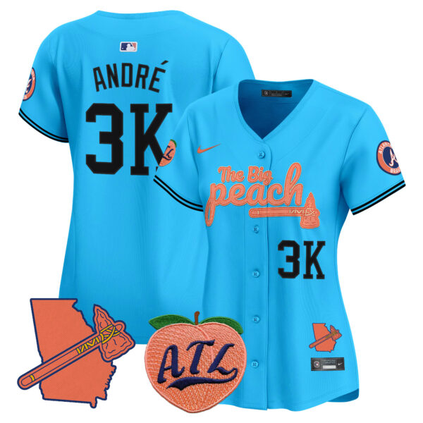 Women's Atlanta Braves The Big Peach Vapor Premier Limited Jersey V2 - All Stitched - Image 44