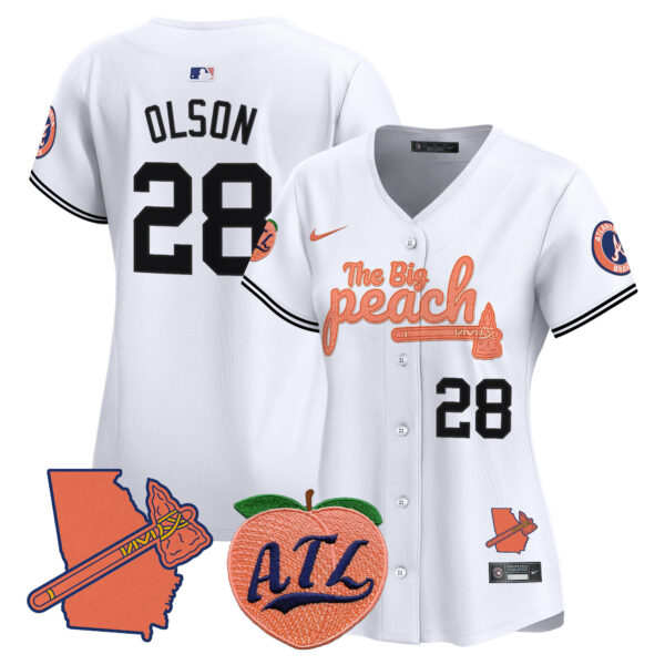 Women's Atlanta Braves The Big Peach Vapor Premier Limited Jersey V2 - All Stitched - Image 26