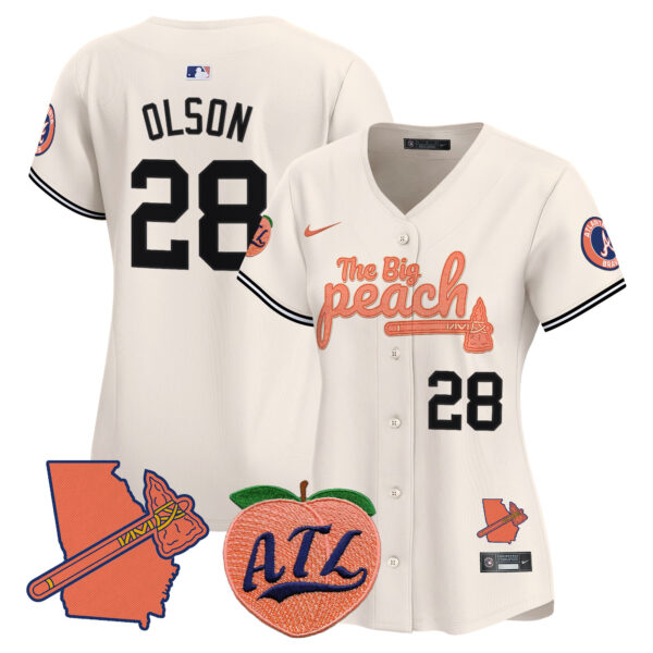 Women's Atlanta Braves The Big Peach Vapor Premier Limited Jersey V2 - All Stitched - Image 6