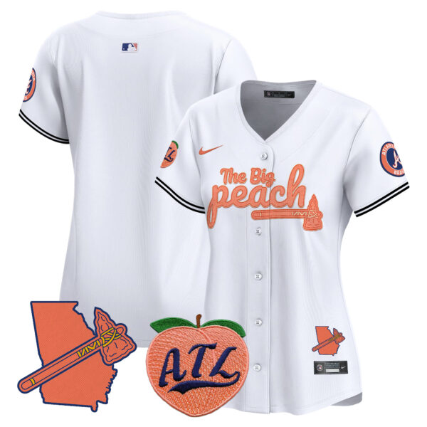 Women's Atlanta Braves The Big Peach Vapor Premier Limited Jersey V2 - All Stitched - Image 30