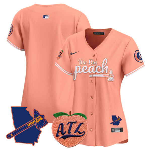 Women's Atlanta Braves The Big Peach Vapor Premier Limited Jersey V2 - All Stitched - Image 20