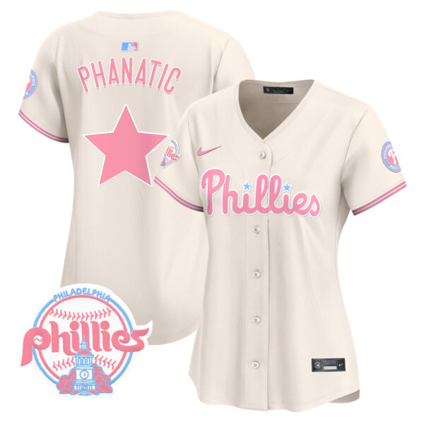 Women's Phillies Bubblegum Pink Vapor Premier Limited Jersey V2 - All Stitched - Image 8