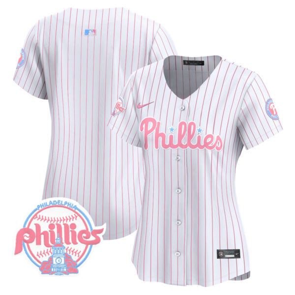 Women's Phillies Bubblegum Pink Vapor Premier Limited Jersey V2 - All Stitched - Image 45