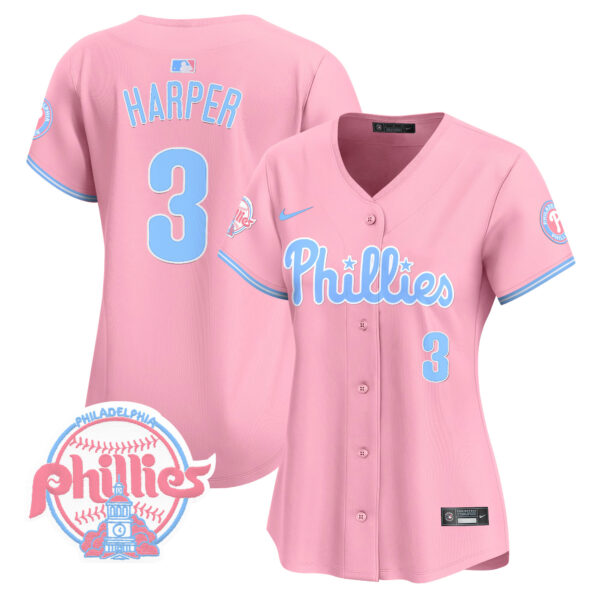 Women's Phillies Bubblegum Pink Vapor Premier Limited Jersey V2 - All Stitched - Image 28
