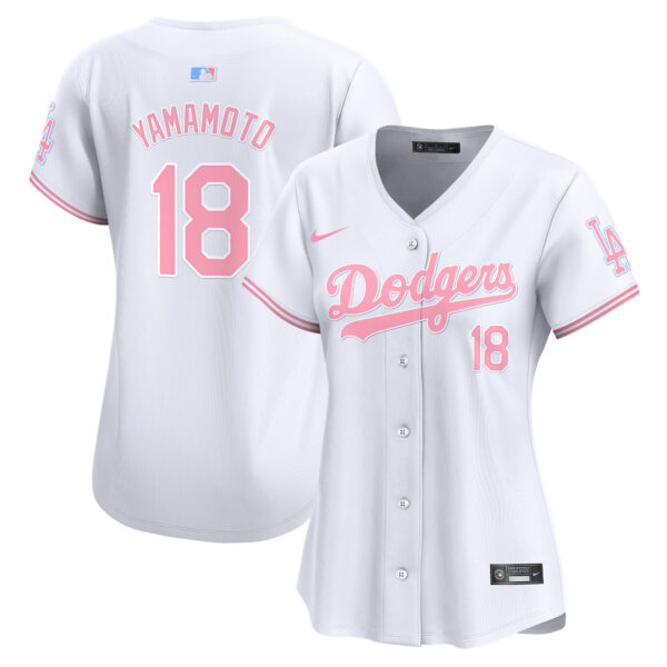 Women's Dodgers Bubblegum Pink Vapor Premier Limited Jersey - All Stitched - Image 16