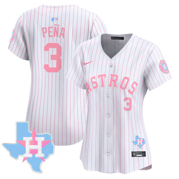 Women's Astros Bubblegum Pink Vapor Premier Limited Jersey - All Stitched - Image 31