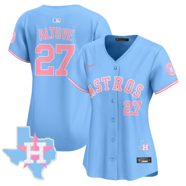 Women's Astros Bubblegum Pink Vapor Premier Limited Jersey - All Stitched - Image 45