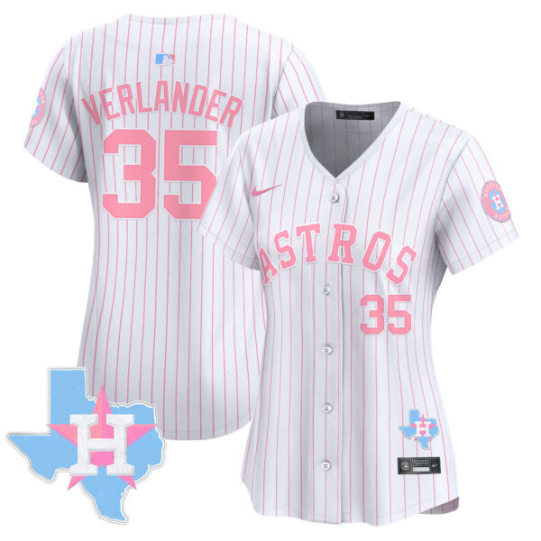 Women's Astros Bubblegum Pink Vapor Premier Limited Jersey - All Stitched - Image 37