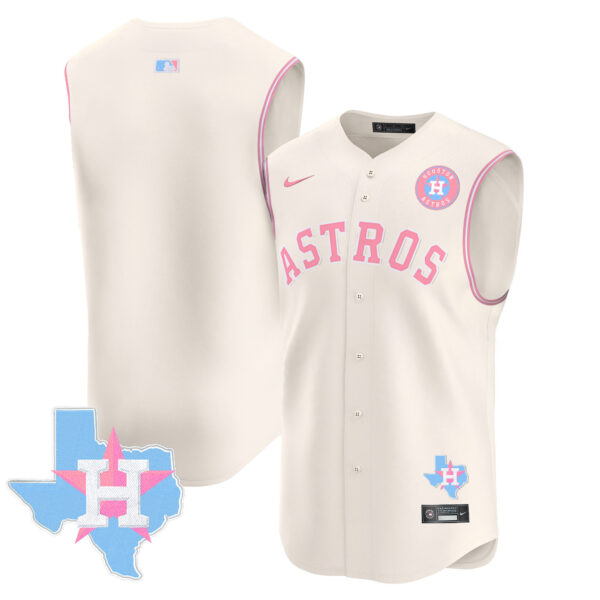 Unisex Astros Bubblegum Pink Vapor Premier Sleeveless Jersey - All Stitched - Image 24