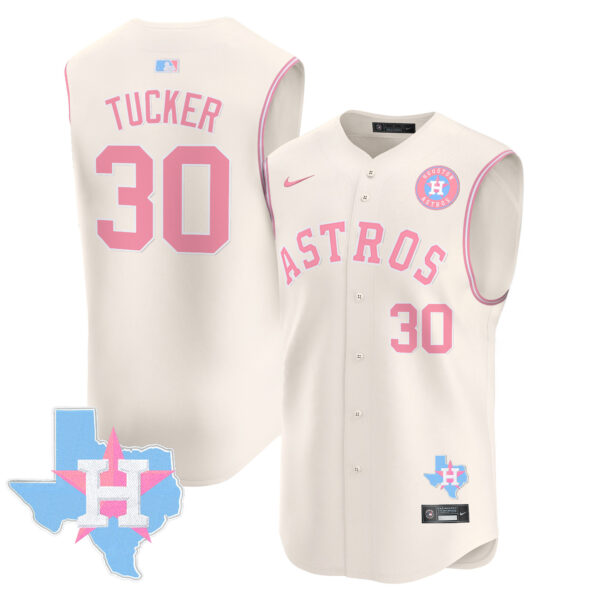 Unisex Astros Bubblegum Pink Vapor Premier Sleeveless Jersey - All Stitched - Image 22