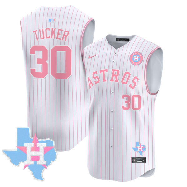 Unisex Astros Bubblegum Pink Vapor Premier Sleeveless Jersey - All Stitched - Image 30