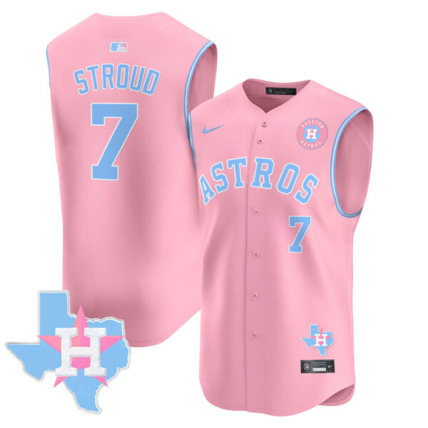 Unisex Astros Bubblegum Pink Vapor Premier Sleeveless Jersey - All Stitched - Image 3