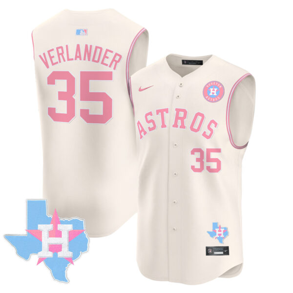 Unisex Astros Bubblegum Pink Vapor Premier Sleeveless Jersey - All Stitched - Image 21