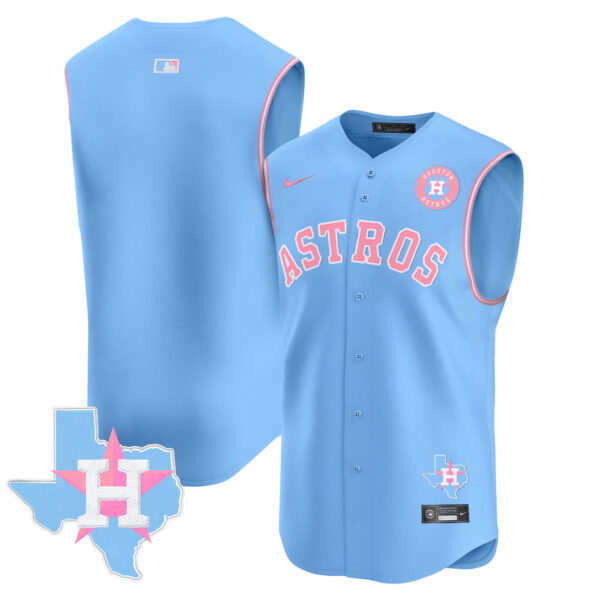 Unisex Astros Bubblegum Pink Vapor Premier Sleeveless Jersey - All Stitched - Image 16