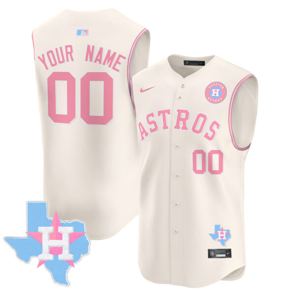 Astros Bubblegum Pink Vapor Premier Sleeveless Custom Jersey - All Stitched - Image 3