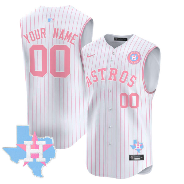 Astros Bubblegum Pink Vapor Premier Sleeveless Custom Jersey - All Stitched - Image 4