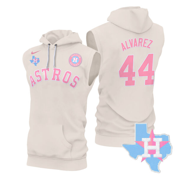 Men's Astros Bubblegum Pink Sleeveless Hoodie - All Stitched - Image 26