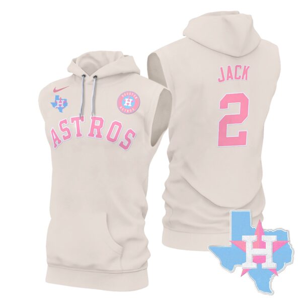 Men's Astros Bubblegum Pink Sleeveless Hoodie - All Stitched - Image 22